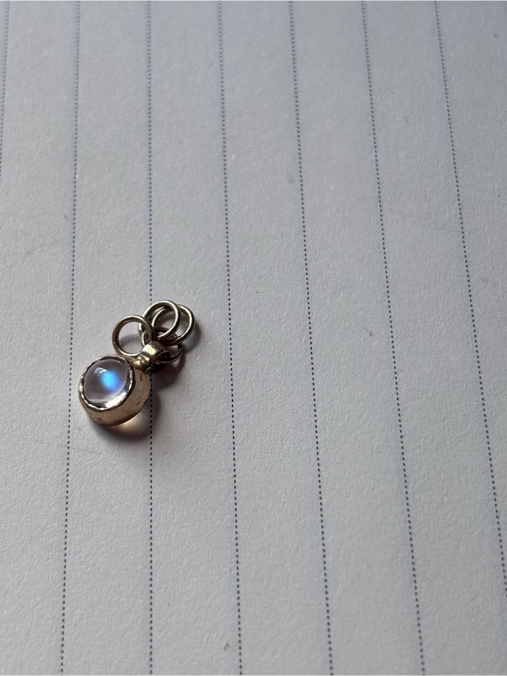 14k solid yellow gold moonstone charm
